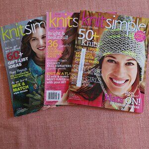 KNIT SIMPLE MAGAZINE-LOT OF 3- FALL 2012, 2014 AND HOLIDAY 2013